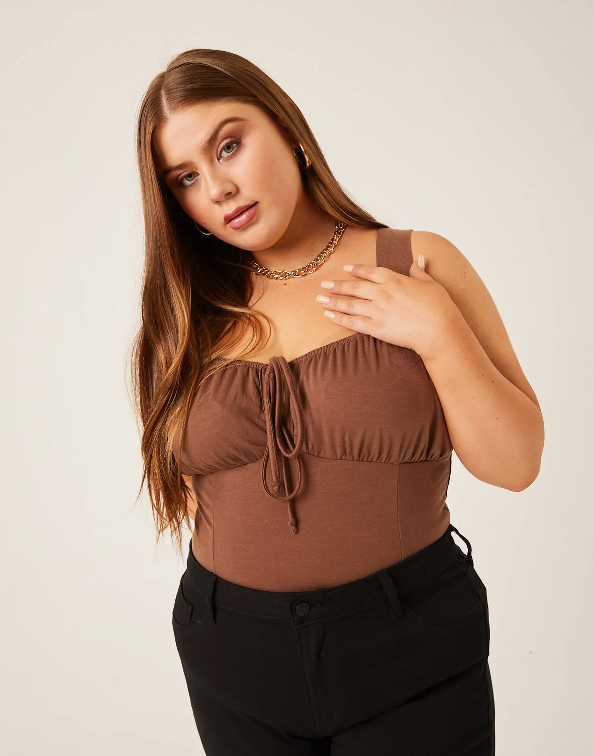 Plus Size Ruched Bust Tank