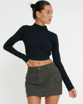 Quelia Open Back Crop Top in Black