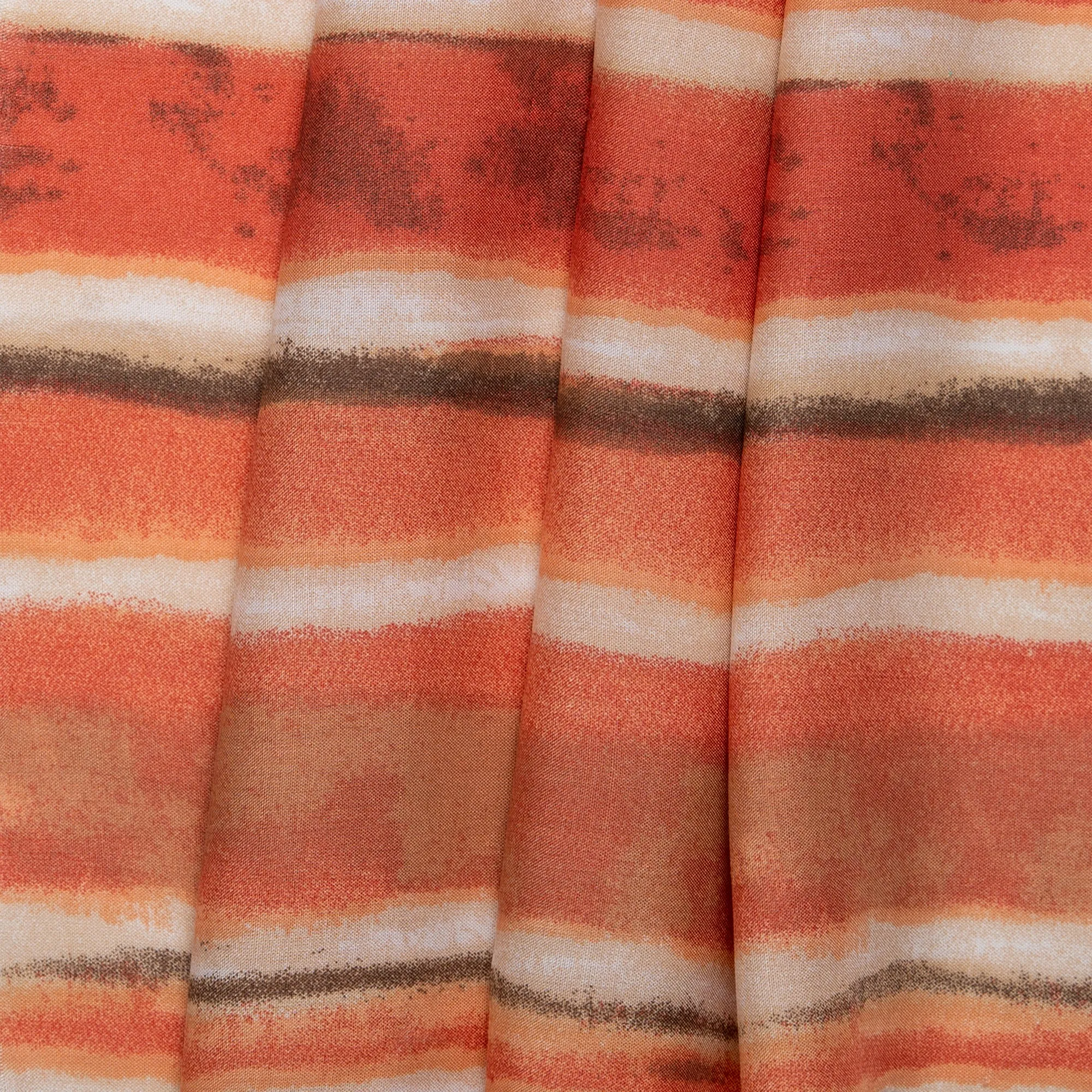 Rayon Voile Print - ALISSA - Stripes - Dark peach