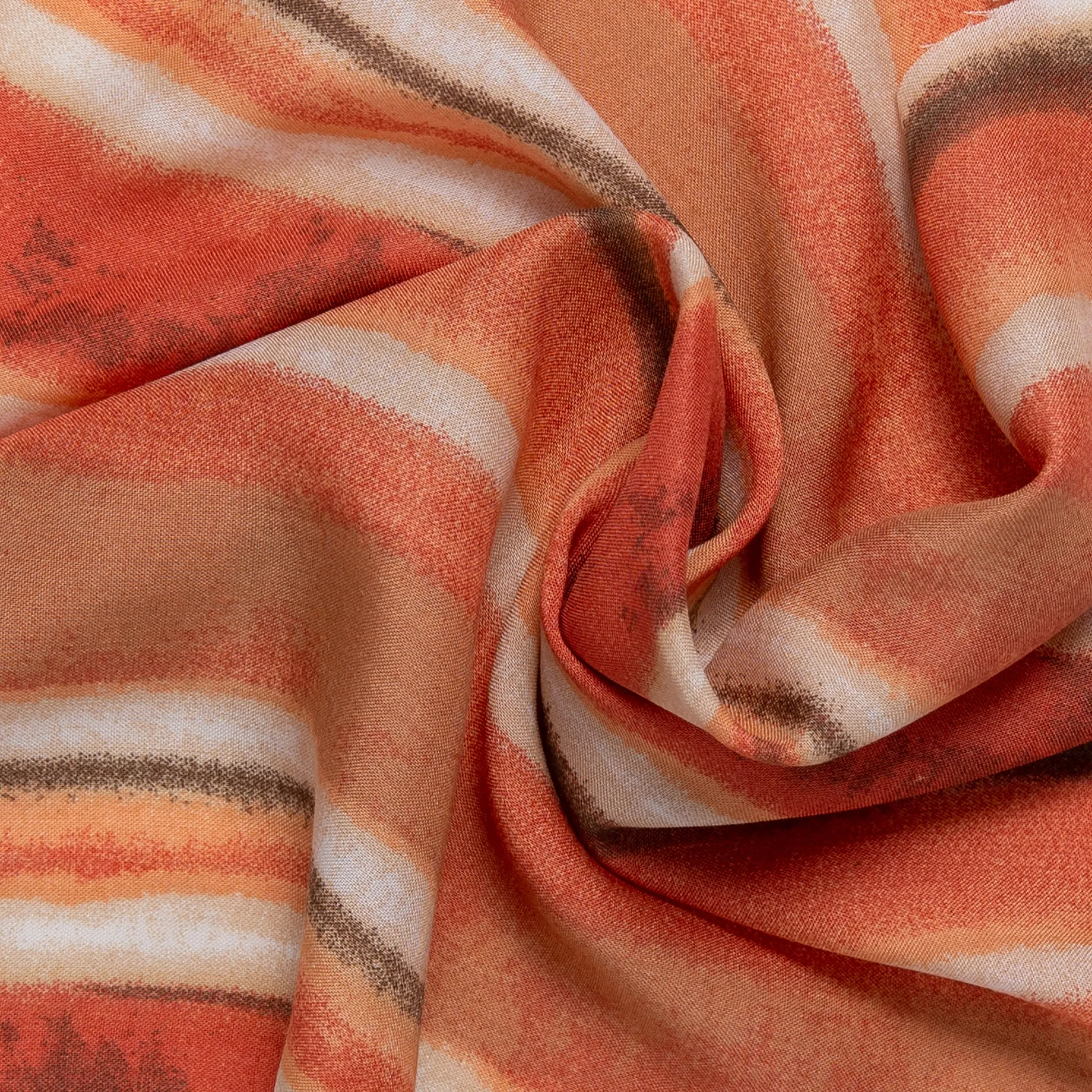 Rayon Voile Print - ALISSA - Stripes - Dark peach