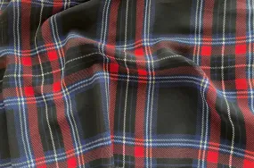 Semi-Sheer Scrappy Royal Blue & Red Plaid Polyester Chiffon (Made in Italy)