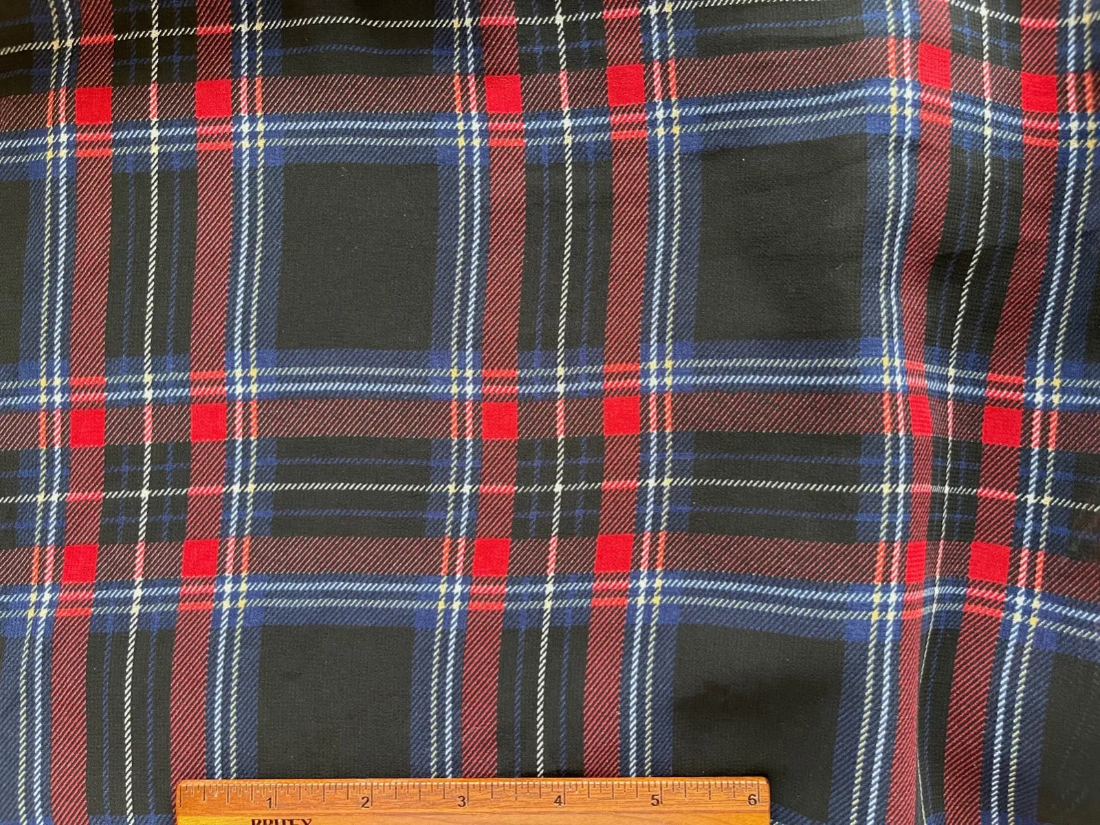 Semi-Sheer Scrappy Royal Blue & Red Plaid Polyester Chiffon (Made in Italy)