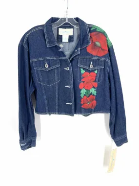 Sergio Valente Size L Denim/Red Floral Denim NEW Vintage Jacket