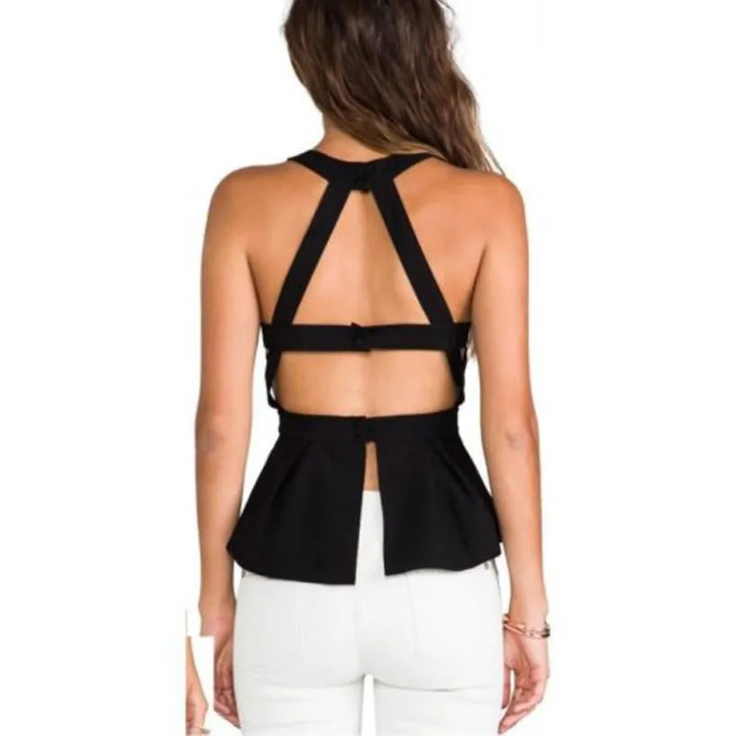 Sexy Black Backless Tank