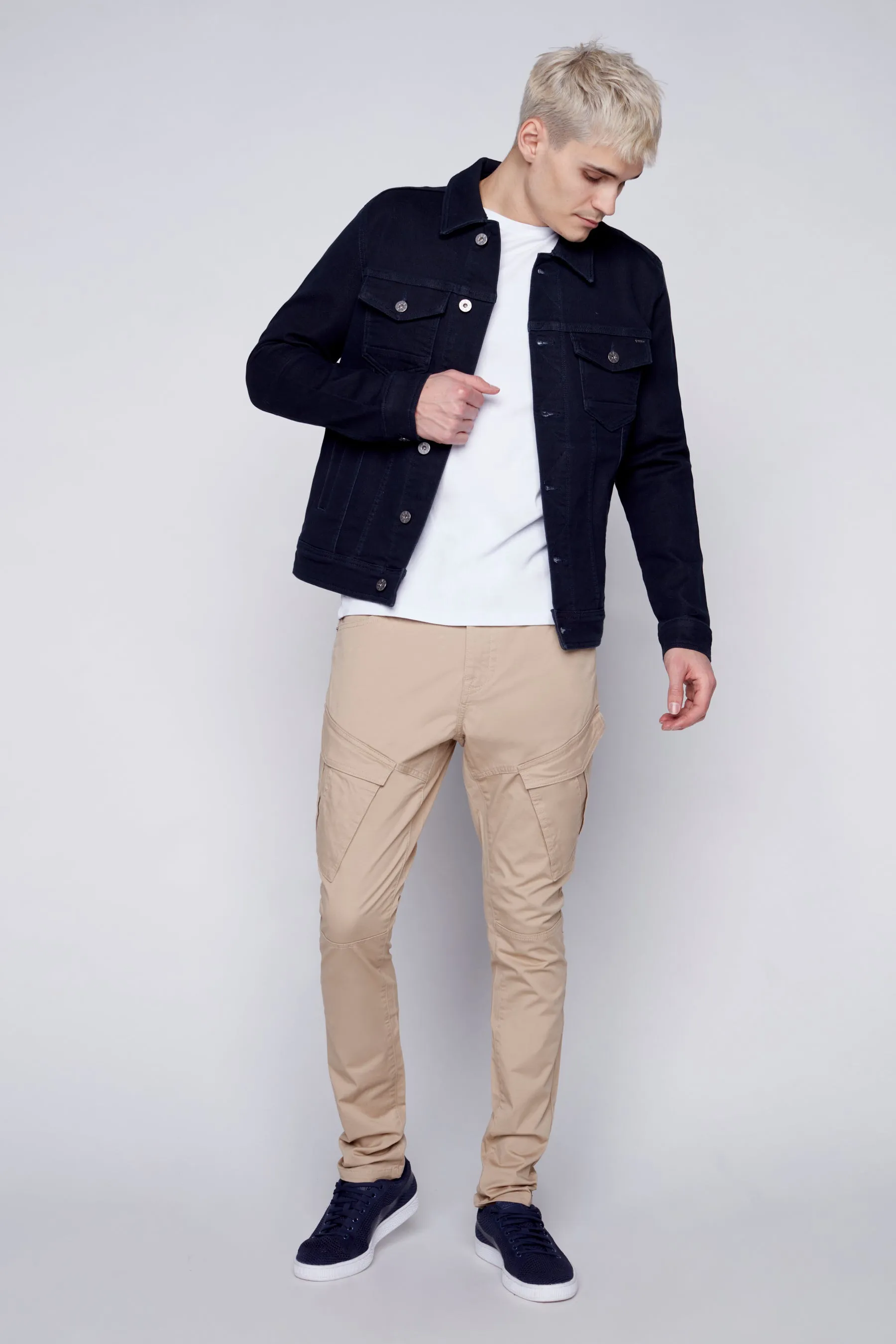 Slim Fit Classic Trucker Knit Jacket - Navy