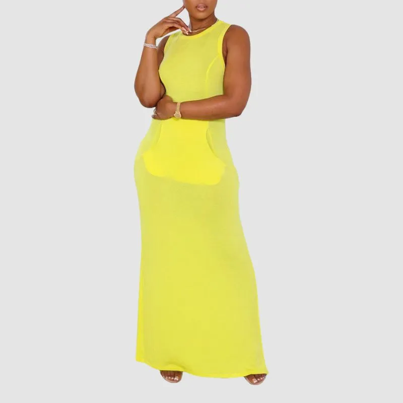 Solid Color Sleeveless Maxi Dresses