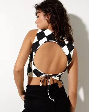 Sude Crop Top in Harlequin Black and White