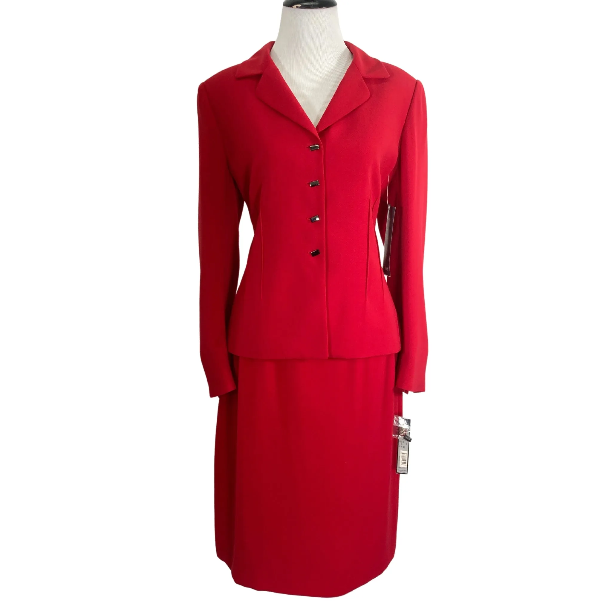 Tahari Cherry Red Skirt Suit Set