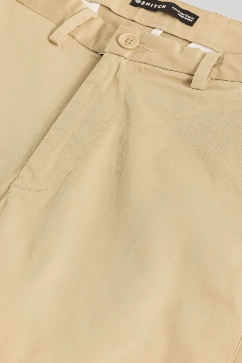 Urban Stride Khaki Plain Slim Fit Chinos