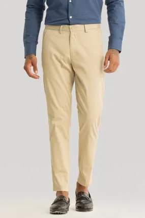 Urban Stride Khaki Plain Slim Fit Chinos