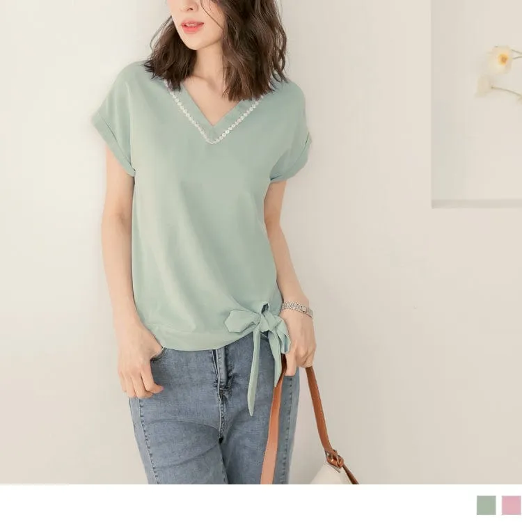 V-NECK CHIFFON BATWINGS SLEEVE TOPS