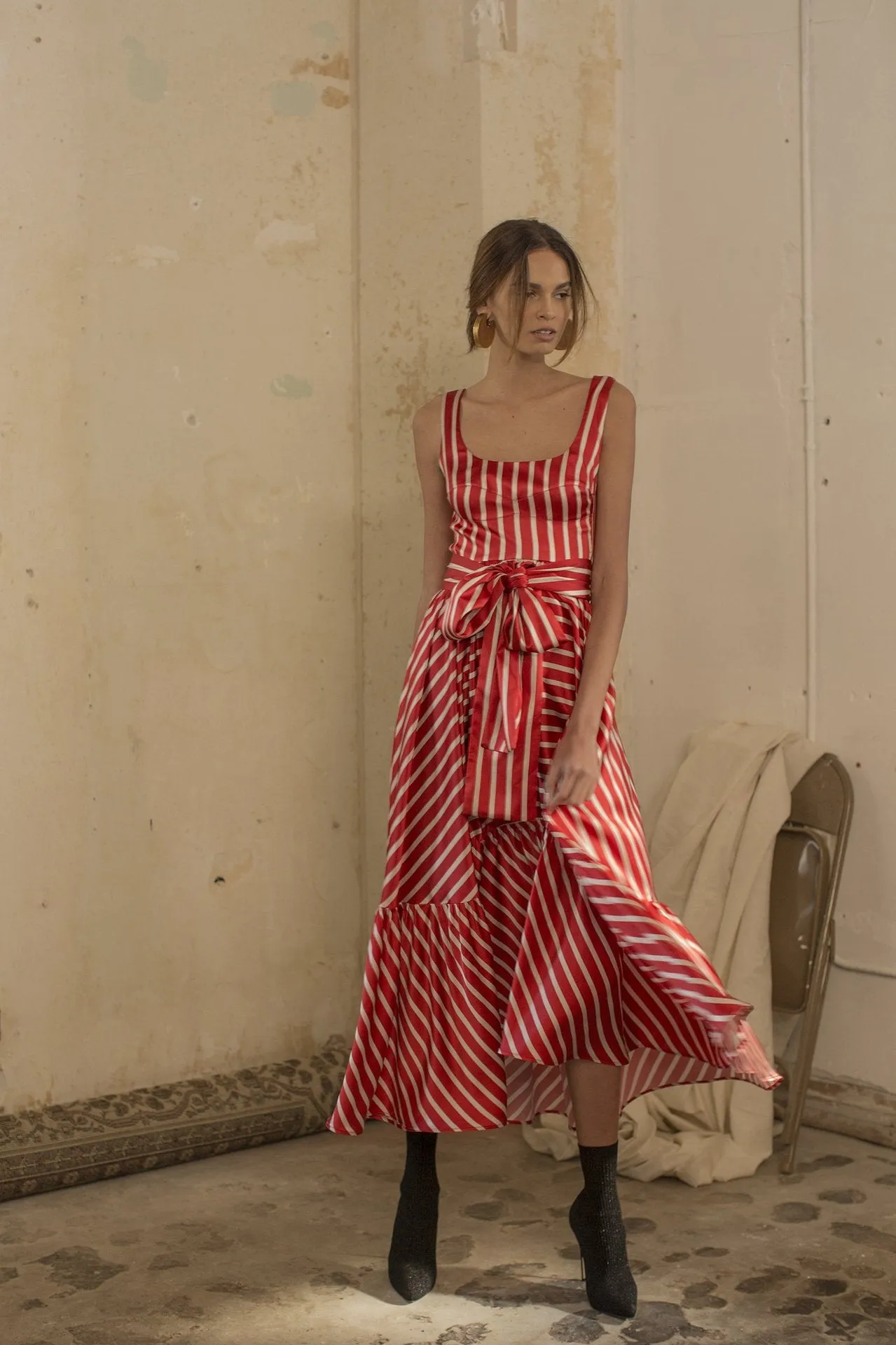 Women Dress Stripe Patchwork Bohemia Maxi Dresses